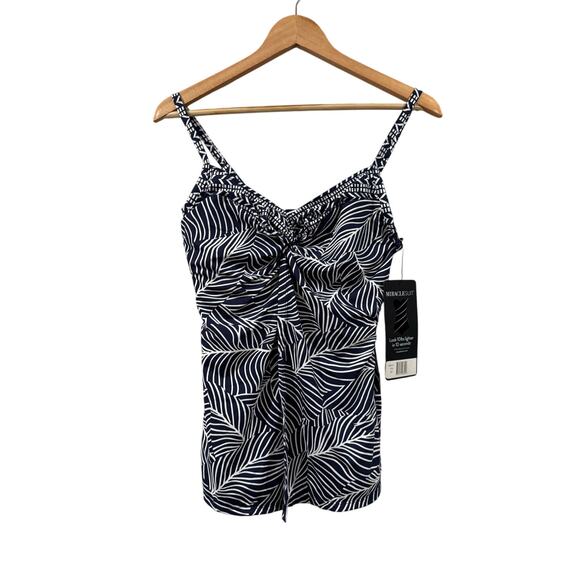 MiracleSuit Navy Patterned Tankini  Swim Top Size 10 - Picture 1 of 5